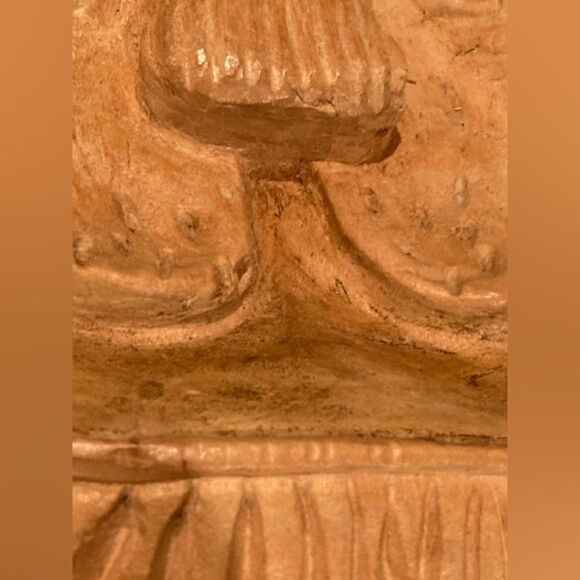 Vintage 1998 Creepy Wooden Hand Carved Beast Animal Face Wall Plaque - Picture 7 of 11